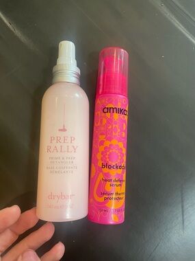 Drybar Prep Rally Detangler & Amika Blockade Heat Defense Serum Bundle — Pink